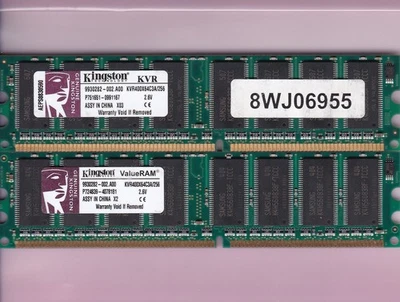 512MB 2x256MB DDR-400 PC3200 KINGSTON KVR400X64C3A/256 Memory KIT DDR1 SAMSUNG - Image 1 of 2