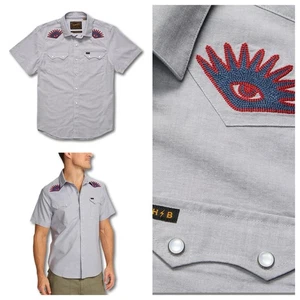 Camisa Howler Brothers SS Corte Transversal Deluxe High Times Gris Mediana AGOTADA NUEVA SIN ETIQUETAS - Imagen 1 de 8