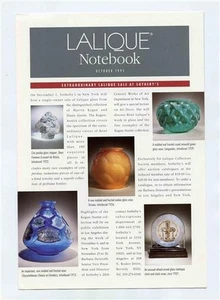 Lalique Notebook October 1995 Issue Sale Sothebys Flacon Vase Hommage Elephant - Picture 1 of 3