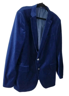 JF J Ferrar Slim Sport Coat Blazer Men's Size 48R Royal Blue Velvet  - Image 1 of 4