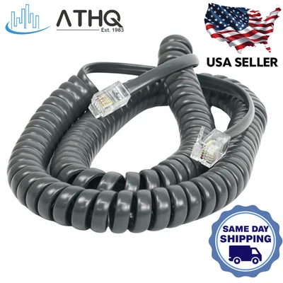 12 Foot Replacement Black Handset Curly Coil Cord for AT&T Landline Phone NEW - Image 1 of 4