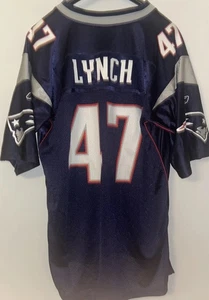Maglia Reebok John Lynch #47 NEW ENGLAND PATRIOTS NFL Blu Uomo XL GUC - Foto 1 di 13