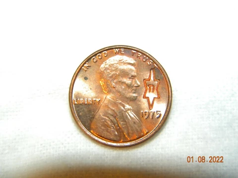 STAR STAMPED 1975 Uncirculated Lincoln Memorial Penny Collectible Cover