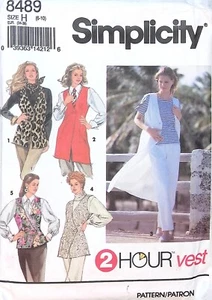Simplicity Sewing Pattern 8489 Long Vest Womens Size 6-10 Length Variations - Picture 1 of 4