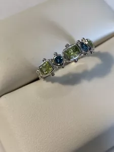 Dallas Prince Sterling Silver Peridot Blue Topaz Band Ring Sz 9 New - Picture 1 of 10