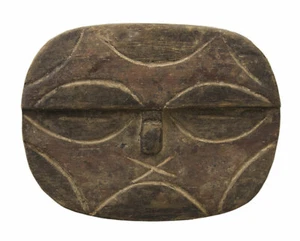 Masquette masque passeport africain Teke Kidumu bois 12cm Art primitif 17094 - Foto 1 di 3