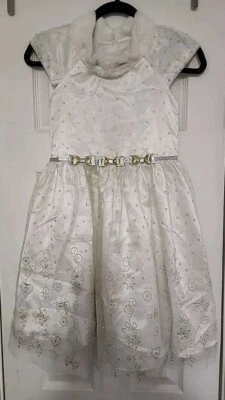 Vestido formal de vacaciones de Navidad crema talla 10 para niñas Foto 1 de 4