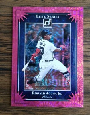 2019 DONRUSS RONALD ACUNA JR. ELITE SERIES PINK FIREWORK - Image 1 of 2