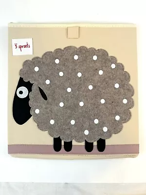 3 Sprouts Kids Children’s Foldable Fabric Bin Cube Box Polka Dot Sheep Playroom - Image 1 of 4