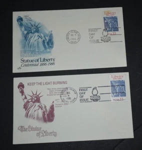 Set of 2 - 1986 FDCs - Sc#2224 - 20 Cent - Liberty - Picture 1 of 4