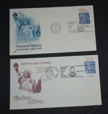 Set of 2 - 1986 FDCs - Sc#2224 - 20 Cent - Liberty - Image 1 of 4