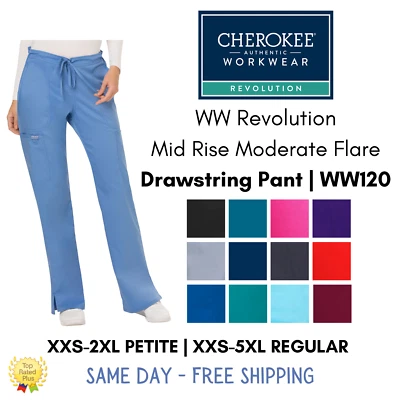 Cherokee Revolution Moderate Flare Drawstring Regular and Petite Pant  | WW120 - Image 1 of 3