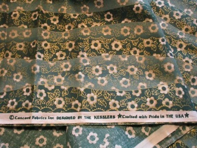 1 Yard 32" Dark Green Floral with Gold Metallic Accents Older? - Image 1 of 4