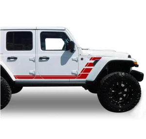 2 Pcs Graphics Stripe Car Side Lower Stickers for Jeep Wrangler 4 Door 2007-2023 - Imagen 1 de 3