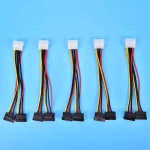 Molex to 2 SATA Dual Power Y Splitter Adaptor Cable Lead 2 Way 4 Pin -15 Pin-ca - Picture 1 of 7