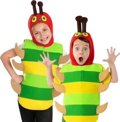 Kids Cute Caterpillar Costume S - XL Boys Girls Animal Bug Book Day Fancy Dress - Image 1 of 4