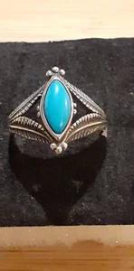 Native America ring Najavo /925 sterling silver/ turquoise stone/ UK size P 1/2 - Picture 1 of 9