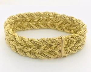 18k Gold Triple Rope Chain Bracelet Hidden Clasp 62.1 g, du Pont Estate 7 3/4" - Picture 1 of 12