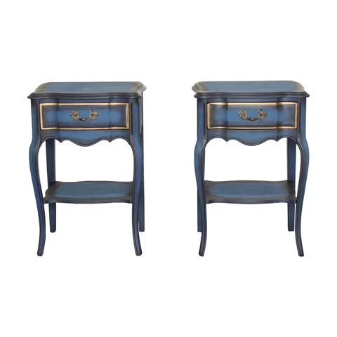 Vintage French Style Blue Nightstands, a Pair Cover