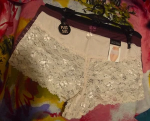 3 NEW PRIMA VALENTINA PLUS SIZE 841035X LB/BWN LACE BOYSHORT PANTIES 2X - Picture 1 of 2