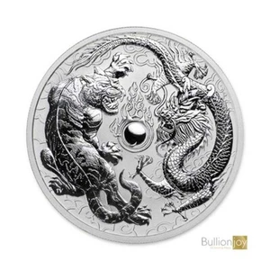 2018 1 oz Australian Dragon and Tiger Silver Coin 999.9 Silver Coin in capsule - Picture 1 of 2