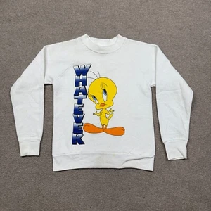Vintage Looney Tunes Tweety Sweatshirt Youth Size M White Pullover BOYS 1997 - Picture 1 of 12