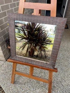 Wall Mirror Rustic Aged Walnut Wood Frame 50cm x 50cm - Picture 1 of 4