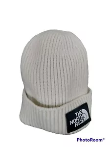 The North Face Stretch Ribbed Knit Beanie Hat Unisex One Size Off White - Picture 1 of 9