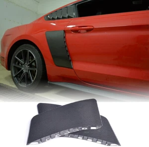 For Ford Mustang 2015-2017 Side Door Fender Panel Blades Cover Trim Real Carbon - Picture 1 of 13