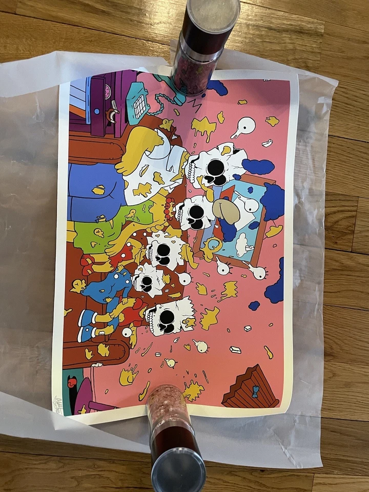 Impresión artística familiar nuclear de Matt Gondek firmada edición de Los Simpson rara Kaws Murakami Foto 1 de 1