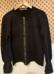 Kuna Full Zip Sweater/ Blazer Soft Women Size L Baby Alpaca Wool Black Thumbhole - Picture 1 of 6