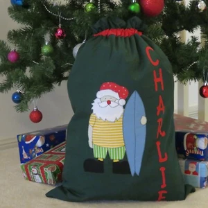 PERSONALISED CHRISTMAS/SANTA SACK - Aussie Santa Design - - Picture 1 of 8