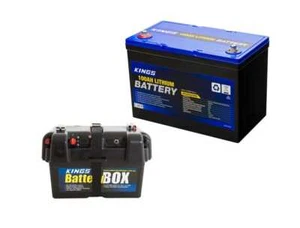 Kings 12V 100Ah Lithium Deep Cycle Battery LiFePO4 + Battery Box - Small - Picture 1 of 12
