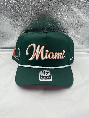 Miami Hurricanes NCAA '47 Marca Verde Script Enganche Cuerda Ajustable Snapback Sombrero Foto 1 de 4