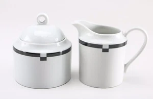 One MIKASA Fine China MIDNIGHT Creamer & Sugar Set NEW Condition L5542 Cream - Picture 1 of 3