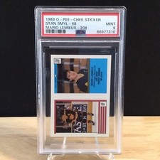 1989 O-Pee-Chee Mario Lemieux Die Cut Sticker Hockey Card #208 - PSA MINT 9