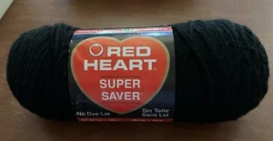 Red Heart Super Saver Yarn Black 7oz 364 Yds #4 Medium - Picture 1 of 3