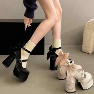 Fashion Women Lolita Pumps Platform Buckle Strap High Heels Thick Heel Shoes - Picture 1 of 15