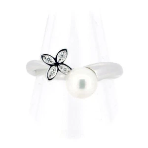 Mikimoto pearl diamond ring 6.1mm US Size 4.75 18k white gold - Picture 1 of 7