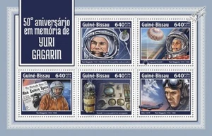 YURI GAGARIN VOSTOK-1 Cosmonaut 1st Man in Space Stamp Sheet 2018 Guinea-Bissau - Picture 1 of 1
