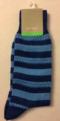 PAUL SMITH BURTEX AZUL RAYAS HOMBRE CALCETINES DE VESTIR NUEVOS CON ETIQUETAS NUEVOS Foto 1 de 3