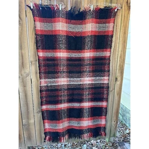 HANDGEWEBTE handgesponnene genoppte WOLLE Plaid Überwurf DECKE 36" x 64" Cottage Lodge - Bild 1 von 7