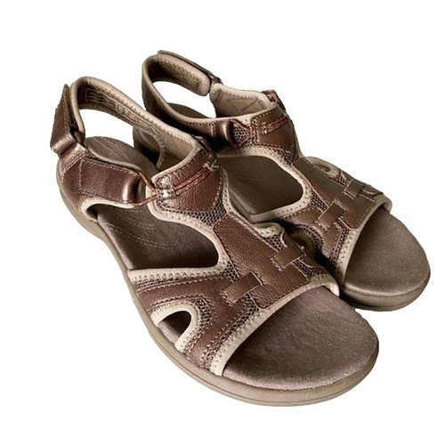 Sandali Clarks in pelle bronzo metallizzato inmozione quaid con cinturino 6 5 m