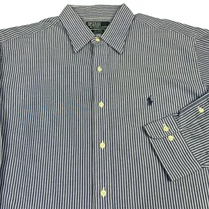 Camisa de vestir Polo Ralph Lauren Andrew para hombre 16,5 32/33 azul a rayas 100 % algodón - Imagen 1 de 7