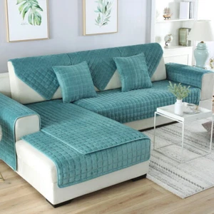 Quilted Sofa Cover Non Slip Square Couch Protector Washable - Picture 1 of 27