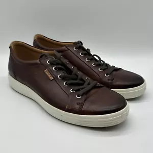 ECCO Soft 7 Brown Leather Sneakers Men's Size EU 43 US 9-9.5 Comfort Shoes - Picture 1 of 10