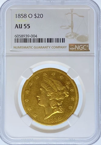 1858-O $20 Liberty AU55 NGC (#PA6058939004) Cover