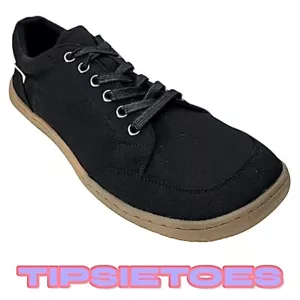 Tipsietoes Natural Cotton Black Canvas Barefoot Sneakers Size EU47 US13 Wide Toe - Picture 1 of 11
