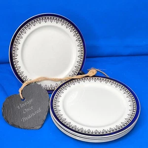6 x 1920s Art Deco DESSERT PLATES * Cobalt Blue & Gold EMPRESS Rd No. 690850 VGC - Picture 1 of 20