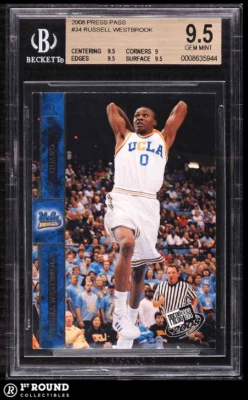 Russell Westbrook BGS 9.5: 2008 Press Pass cartão de ano de novato #34 POP 5 - Imagem 1 de 3